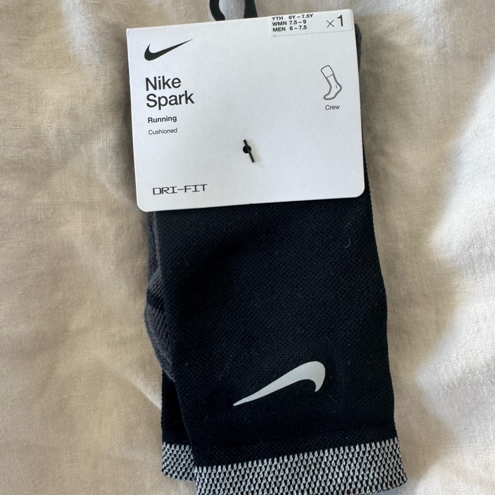 Nike Black Crew Running Socks with White Swoosh